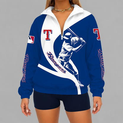 [FLASH SALE] NEW CUSTOMIZED MLB08 TRS TEXAS RANGERS V-NECK ZIPPER SWEATSHIRT JACKET
