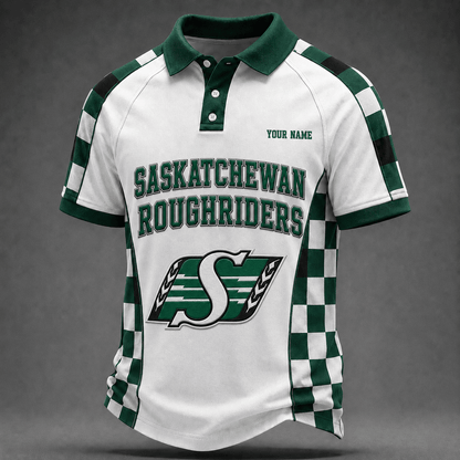 [FAN EXCLUSIVE] NEW CUSTOMIZED CFL08 SSK SASKATCHEWAN ROUGHRIDERS POLO SHIRT