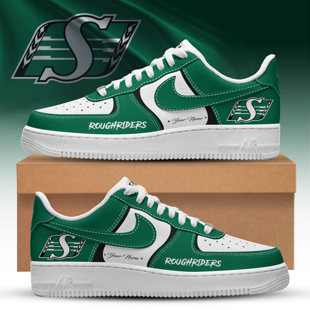 [FAN EXCLUSIVE] NEW CUSTOMIZED CFL08 SSK SASKATCHEWAN ROUGHRIDERS AF1 SHOES