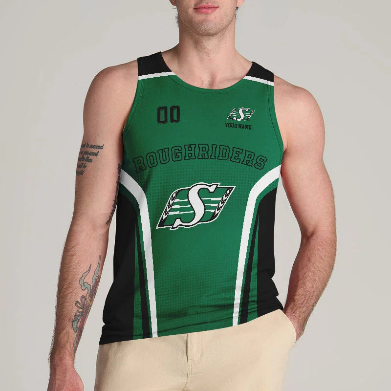 [FAN EXCLUSIVE] NEW CUSTOMIZED CFL08 SSK SASKATCHEWAN ROUGHRIDERS UNISEX TANK TOP