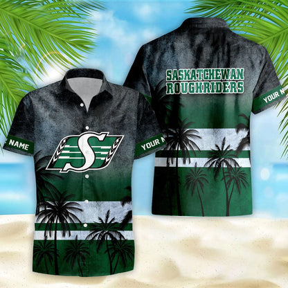 [FAN EXCLUSIVE] NEW CUSTOMIZED CFL08 SSK SASKATCHEWAN ROUGHRIDERS HAWAIIAN SHIRT & SHORTS SET