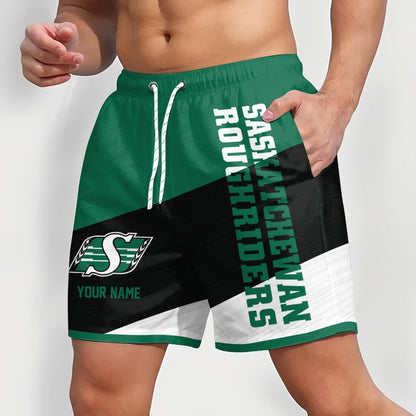 [FAN EXCLUSIVE] NEW CUSTOMIZED CFL08 SSK SASKATCHEWAN ROUGHRIDERS SHORT PANTS
