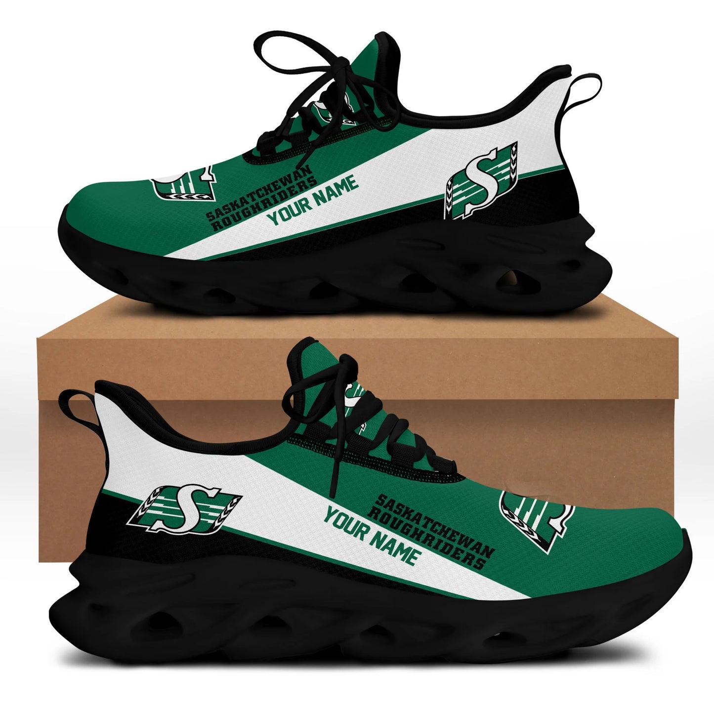 [FAN EXCLUSIVE] NEW CUSTOMIZED CFL08 SSK SASKATCHEWAN ROUGHRIDERS MAX SOUL SHOES