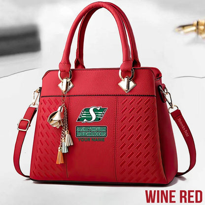 [FAN EXCLUSIVE] NEW CUSTOMIZED CFL08 SSK SASKATCHEWAN ROUGHRIDERS MULTICOLOR HANDBAG
