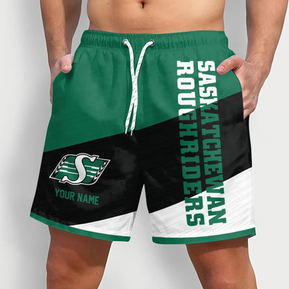[FAN EXCLUSIVE] NEW CUSTOMIZED CFL08 SSK SASKATCHEWAN ROUGHRIDERS SHORT PANTS