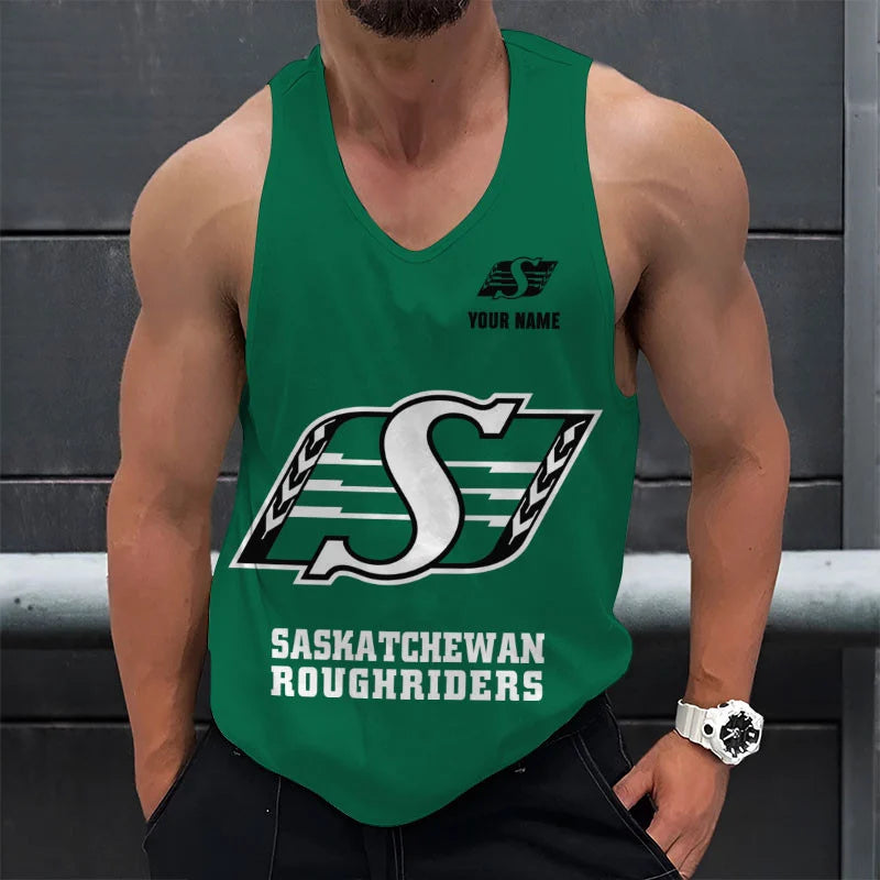 [FAN EXCLUSIVE] NEW CUSTOMIZED CFL08 SSK SASKATCHEWAN ROUGHRIDERS UNISEX TANK TOP