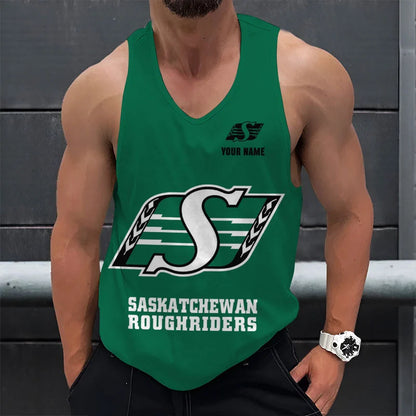 [FAN EXCLUSIVE] NEW CUSTOMIZED CFL08 SSK SASKATCHEWAN ROUGHRIDERS UNISEX TANK TOP