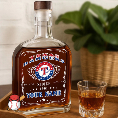 LIMITED EDITION - NEW CUSTOMIZED MLB08 TRS TEXAS RANGERS LUXURY WHISKEY BOTTLE 450ML