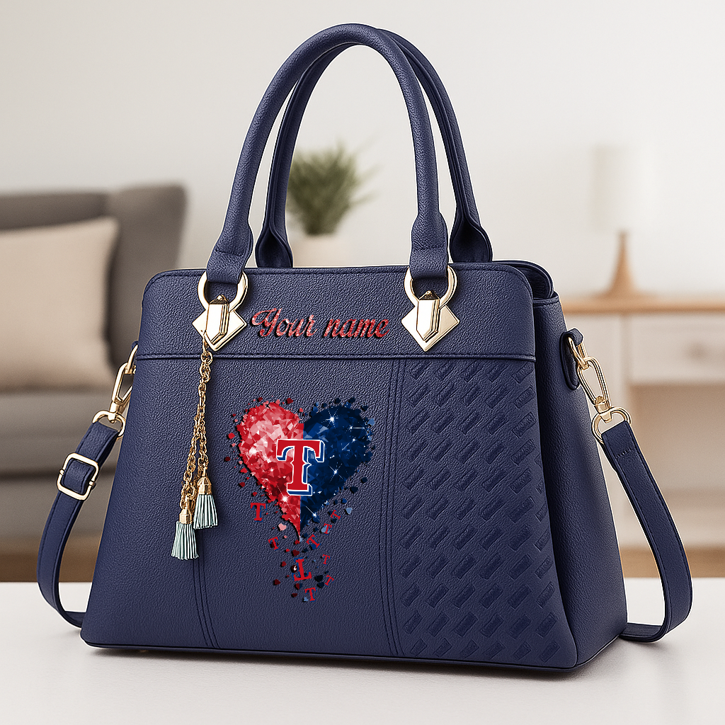 LIMITED EDITION - NEW CUSTOMIZED MLB08 TRS TEXAS RANGERS ZIP HANDBAG MULTICOLOR