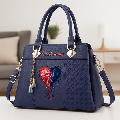 LIMITED EDITION - NEW CUSTOMIZED MLB08 TRS TEXAS RANGERS ZIP HANDBAG MULTICOLOR