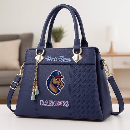 LIMITED EDITION - NEW CUSTOMIZED MLB08 TRS TEXAS RANGERS ZIP HANDBAG MULTICOLOR
