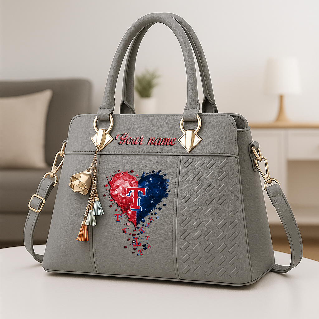 LIMITED EDITION - NEW CUSTOMIZED MLB08 TRS TEXAS RANGERS ZIP HANDBAG MULTICOLOR