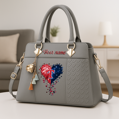 LIMITED EDITION - NEW CUSTOMIZED MLB08 TRS TEXAS RANGERS ZIP HANDBAG MULTICOLOR