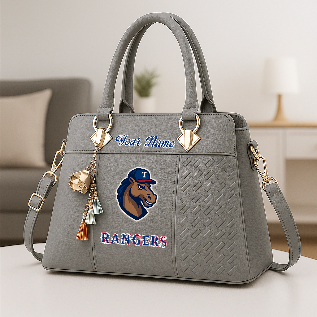 LIMITED EDITION - NEW CUSTOMIZED MLB08 TRS TEXAS RANGERS ZIP HANDBAG MULTICOLOR