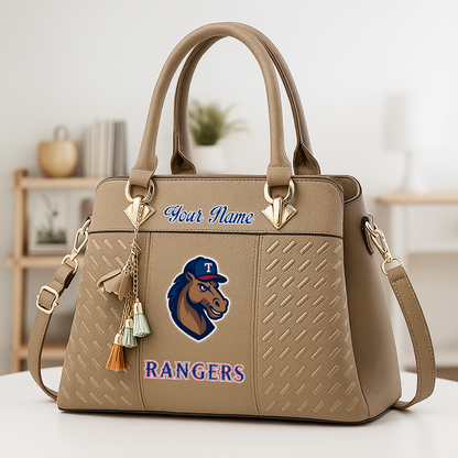 LIMITED EDITION - NEW CUSTOMIZED MLB08 TRS TEXAS RANGERS ZIP HANDBAG MULTICOLOR