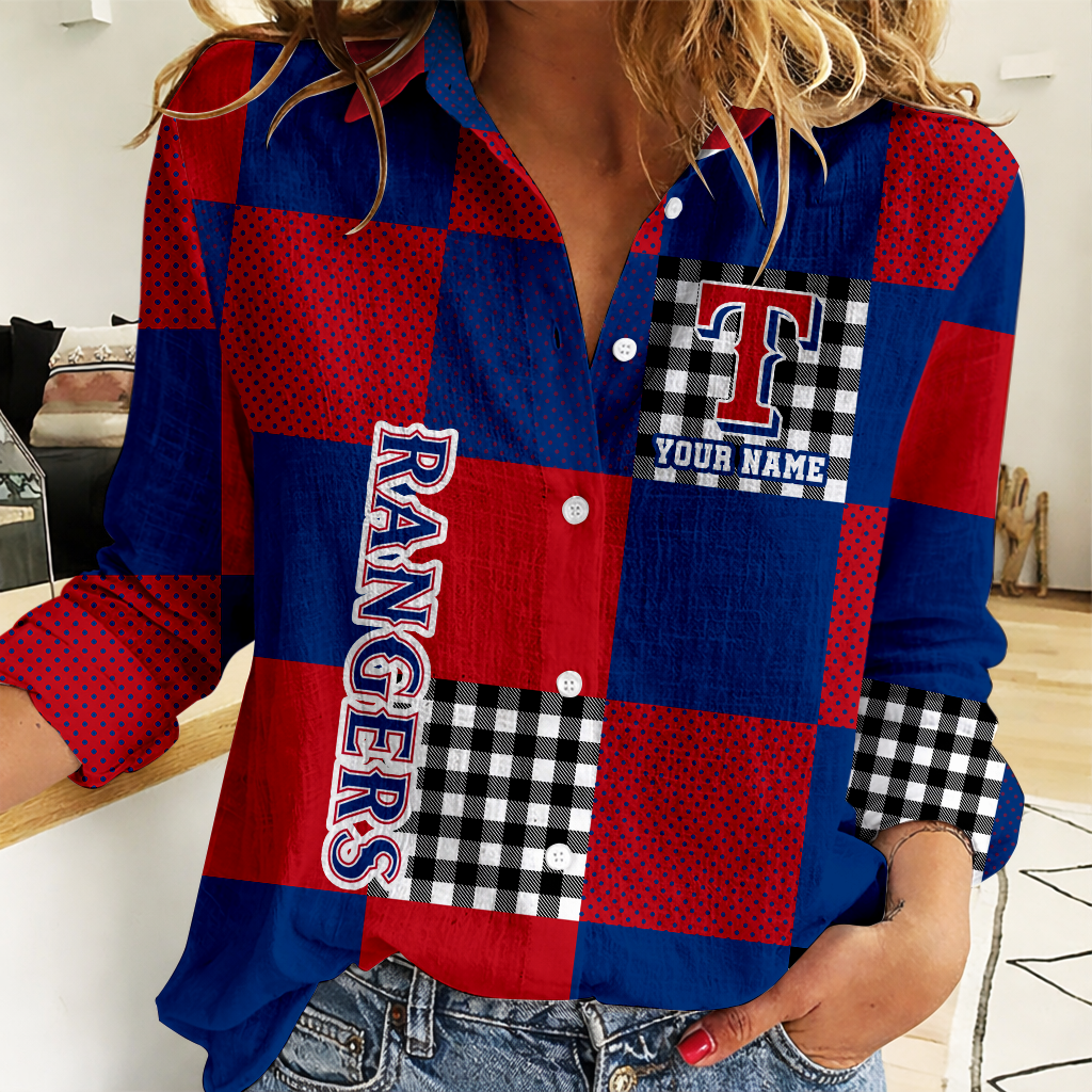 LIMITED EDITION - NEW CUSTOMIZED MLB08 TRS TEXAS RANGERS WOMEN CASUAL SHIRT FOR FAN