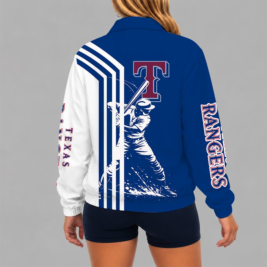 [FLASH SALE] NEW CUSTOMIZED MLB08 TRS TEXAS RANGERS V-NECK ZIPPER SWEATSHIRT JACKET