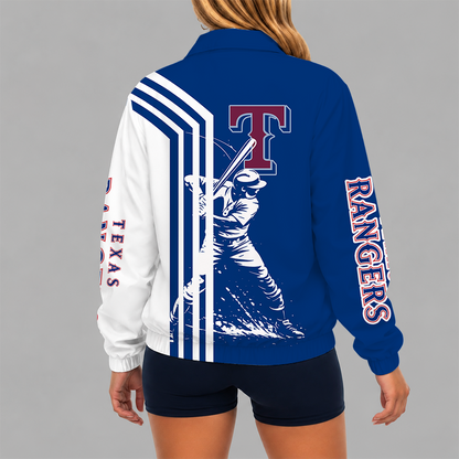 [FLASH SALE] NEW CUSTOMIZED MLB08 TRS TEXAS RANGERS V-NECK ZIPPER SWEATSHIRT JACKET