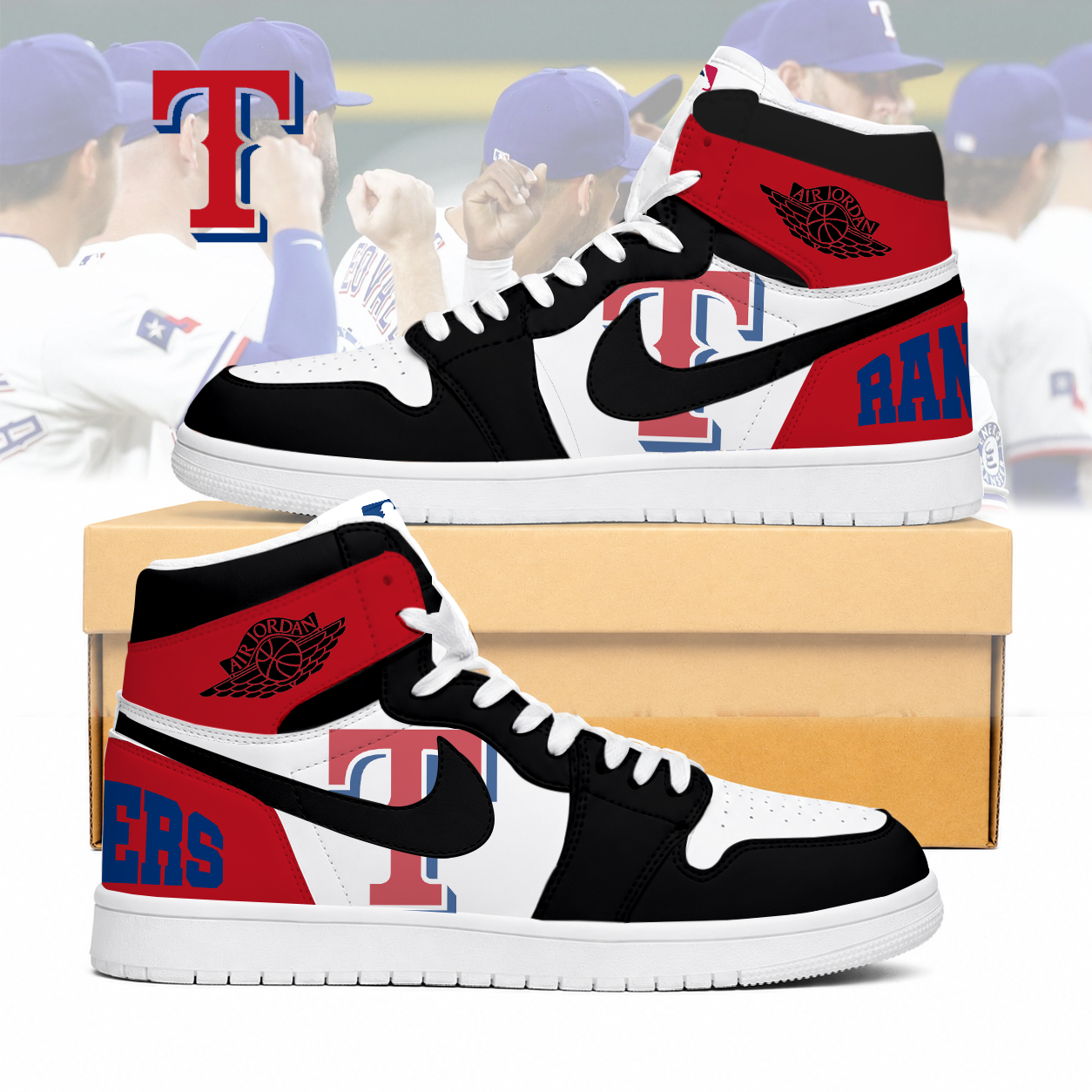 LIMITED EDITION - NEW CUSTOMIZED MLB08 TRS TEXAS RANGERS AIR JORDAN SNEAKERS
