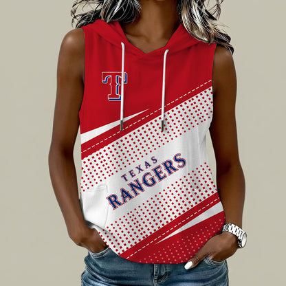 [FLASH SALE] NEW CUSTOMIZED MLB08 TRS TEXAS RANGERS WOMEN'S SLEEVELESS HOODED POCKET TANK TOP