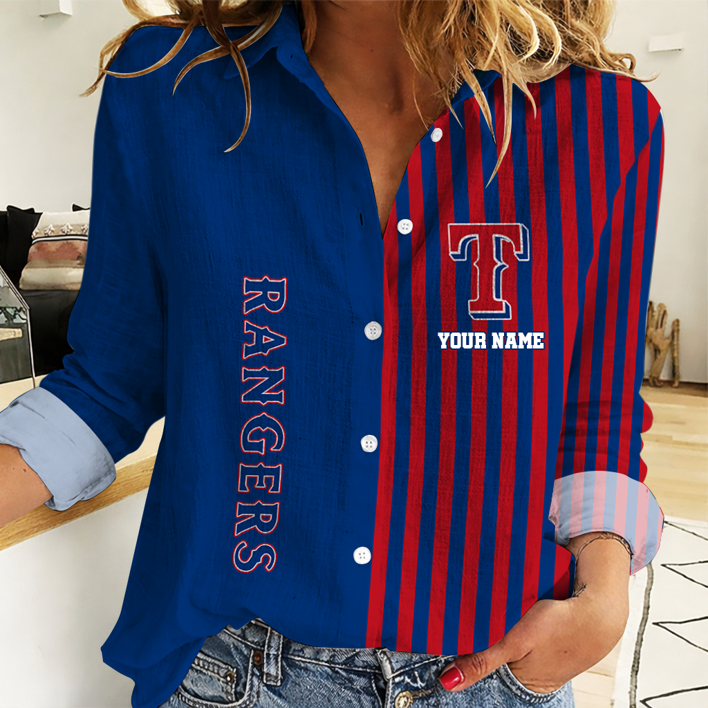 LIMITED EDITION - NEW CUSTOMIZED MLB08 TRS TEXAS RANGERS WOMEN CASUAL SHIRT