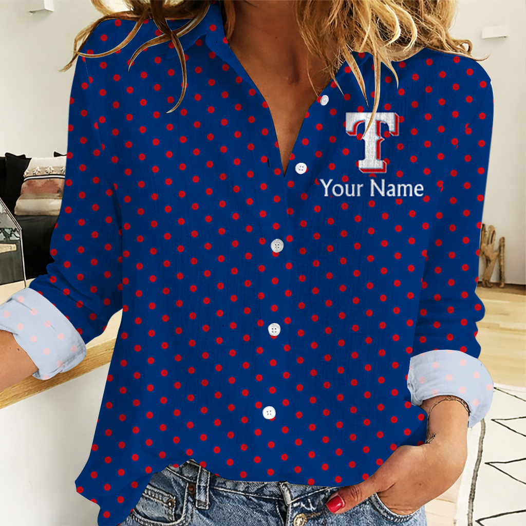 EXCLUSIVE EDITION - NEW CUSTOMIZED MLB08 TRS TEXAS RANGERS WOMEN CASUAL SHIRT