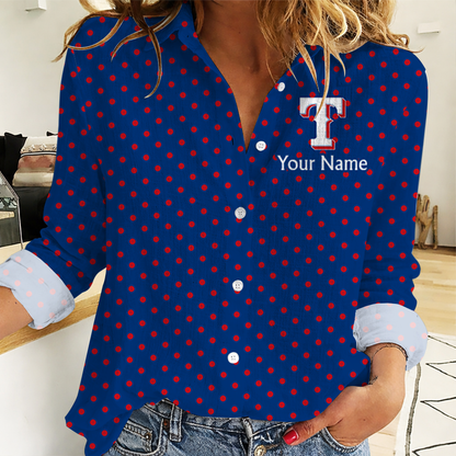 EXCLUSIVE EDITION - NEW CUSTOMIZED MLB08 TRS TEXAS RANGERS WOMEN CASUAL SHIRT