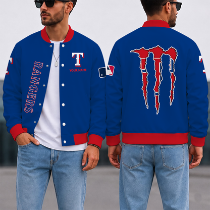 SPECIAL EDITION - NEW CUSTOMIZED MLB08 TRS TEXAS RANGERS SATIN VARSITY & BASEBALL JACKET