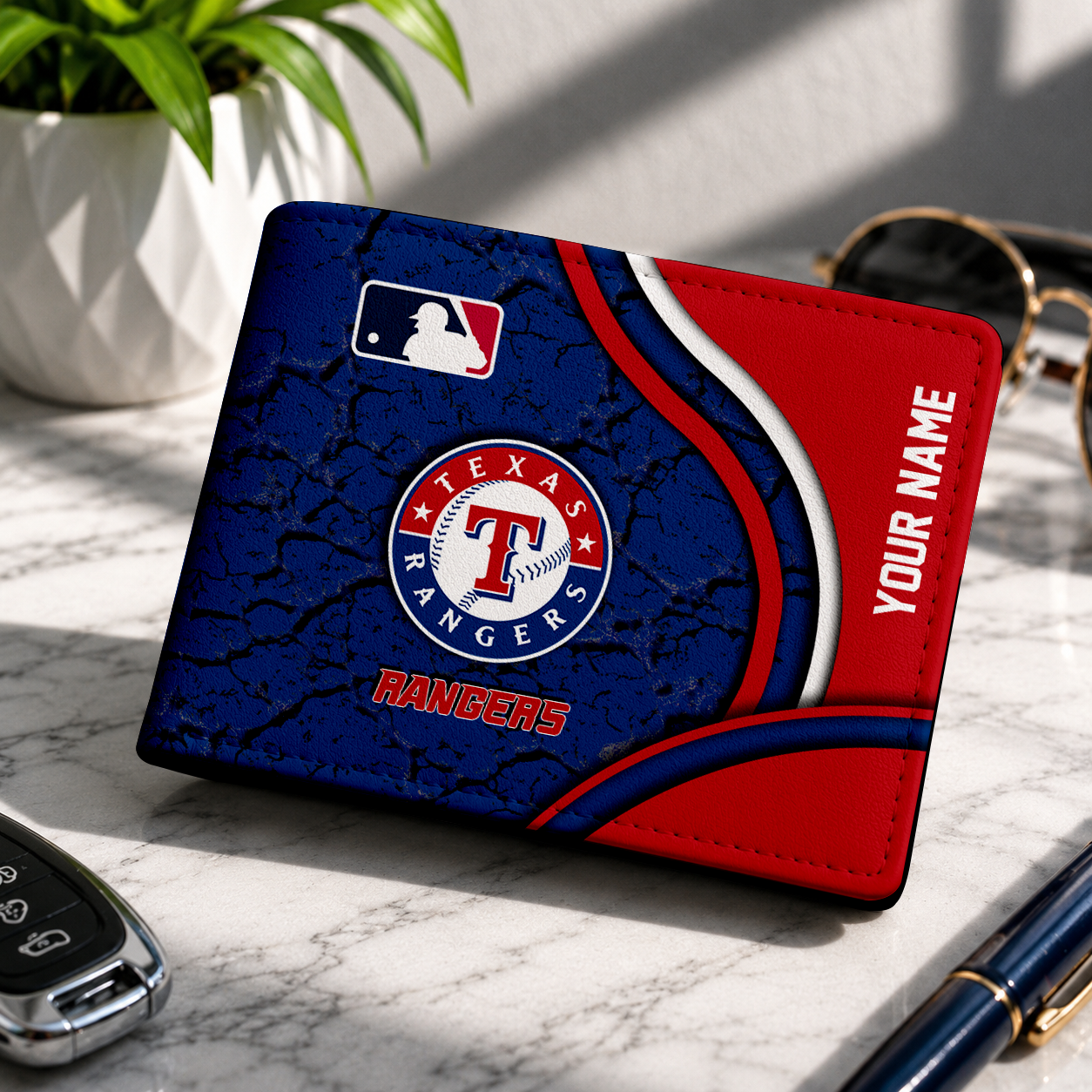 LIMITED EDITION - NEW CUSTOMIZED MLB08 TRS TEXAS RANGERS LEATHER WALLET