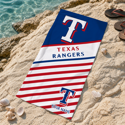 HOT DEAL - NEW CUSTOMIZED MLB08 TRS TEXAS RANGERS BEACH TOWEL FOR FAN