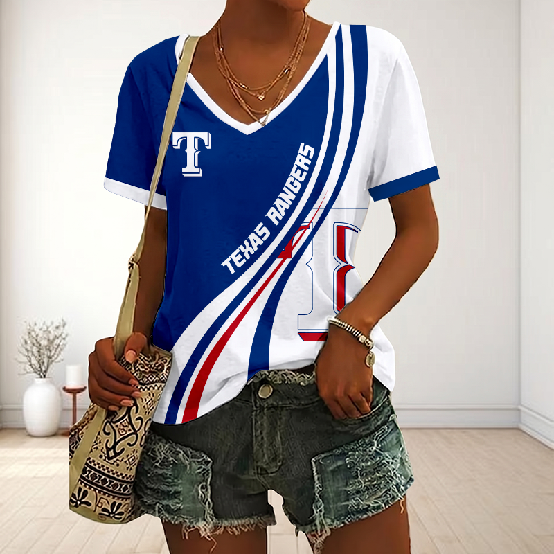 LIMITED EDITION - NEW CUSTOMIZED MLB08 TRS TEXAS RANGERS V-NECK FEMALE SHIRT