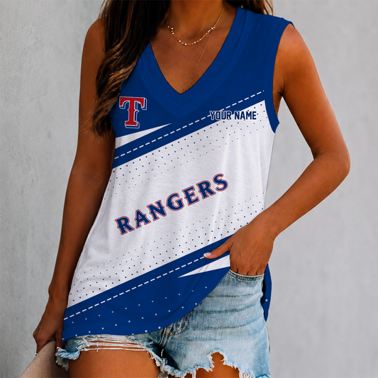 LIMITED EDITION - NEW CUSTOMIZED MLB08 TRS TEXAS RANGERS WOMEN'S V-NECK TANK TOP