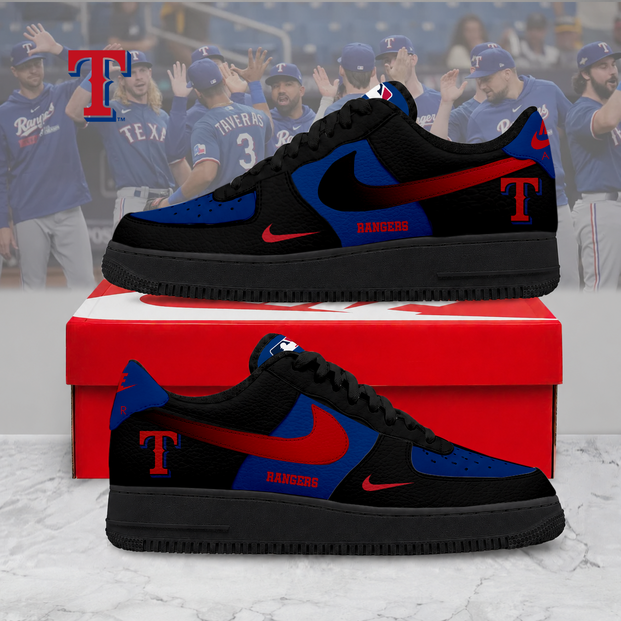MEGA SALE - NEW CUSTOMIZED MLB08 TRS TEXAS RANGERS AF1 SHOES