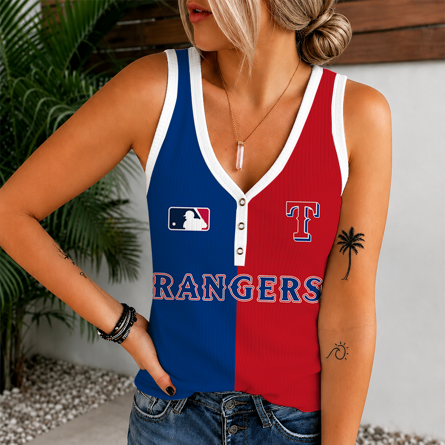 [FLASH SALE] NEW CUSTOMIZED MLB08 TRS TEXAS RANGERS WOMEN'S V-NECK TANK TOP