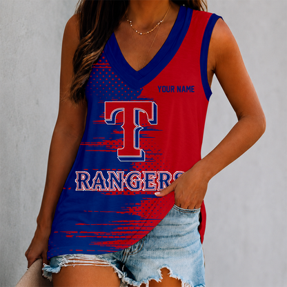 LIMITED EDITION - NEW CUSTOMIZED MLB08 TRS TEXAS RANGERS WOMEN'S V-NECK TANK TOP