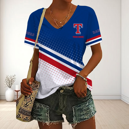 LIMITED EDITION - NEW CUSTOMIZED MLB08 TRS TEXAS RANGERS V-NECK FEMALE SHIRT