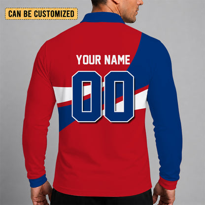 [FLASH SALE] NEW CUSTOMIZED MLB08 TRS TEXAS RANGERS MEN'S LONG SLEEVE POLO