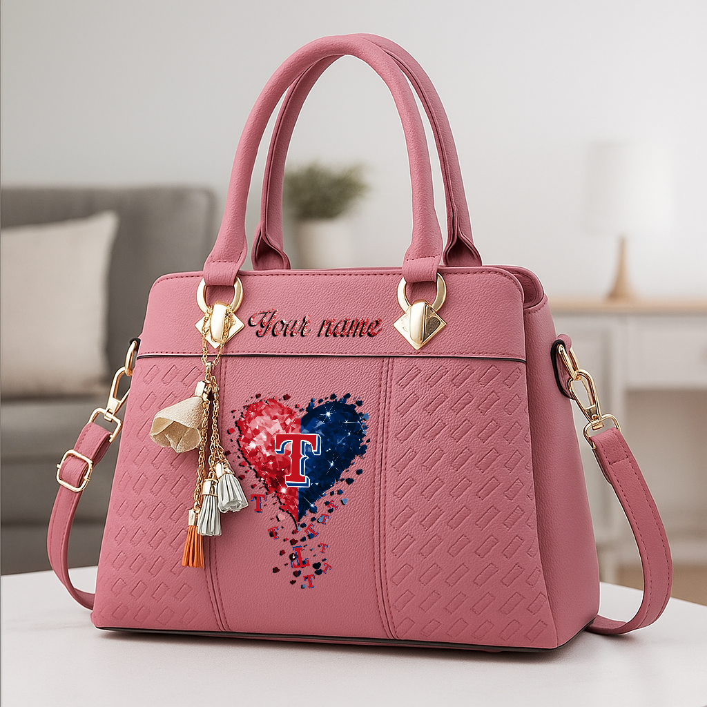 LIMITED EDITION - NEW CUSTOMIZED MLB08 TRS TEXAS RANGERS ZIP HANDBAG MULTICOLOR