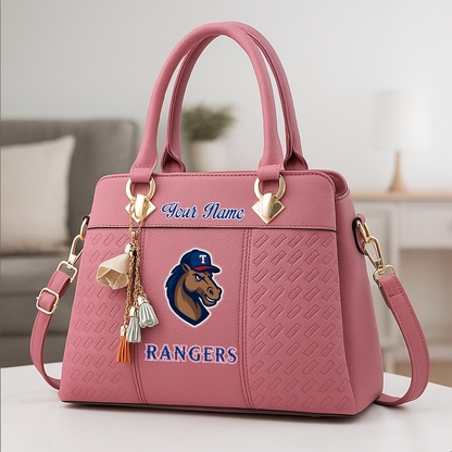 LIMITED EDITION - NEW CUSTOMIZED MLB08 TRS TEXAS RANGERS ZIP HANDBAG MULTICOLOR