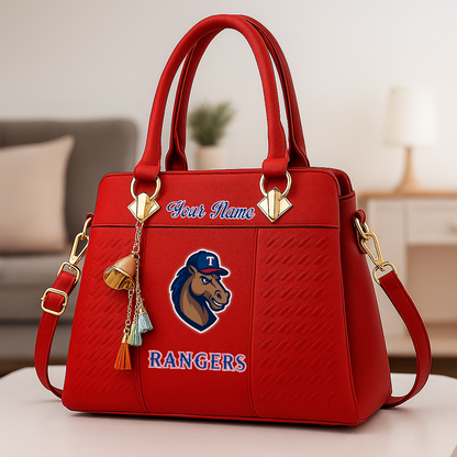 LIMITED EDITION - NEW CUSTOMIZED MLB08 TRS TEXAS RANGERS ZIP HANDBAG MULTICOLOR