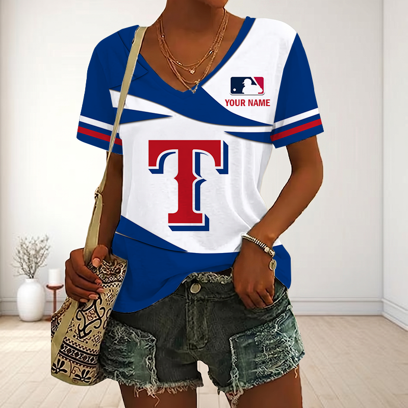 LIMITED EDITION - NEW CUSTOMIZED MLB08 TRS TEXAS RANGERS V-NECK FEMALE SHIRT