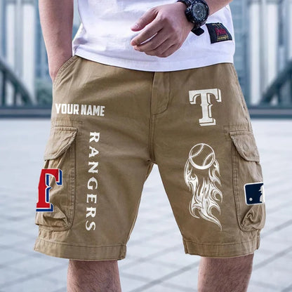 [FLASH SALE] NEW CUSTOMIZED MLB08 TRS TEXAS RANGERS MEN'S CARGO SHORTS