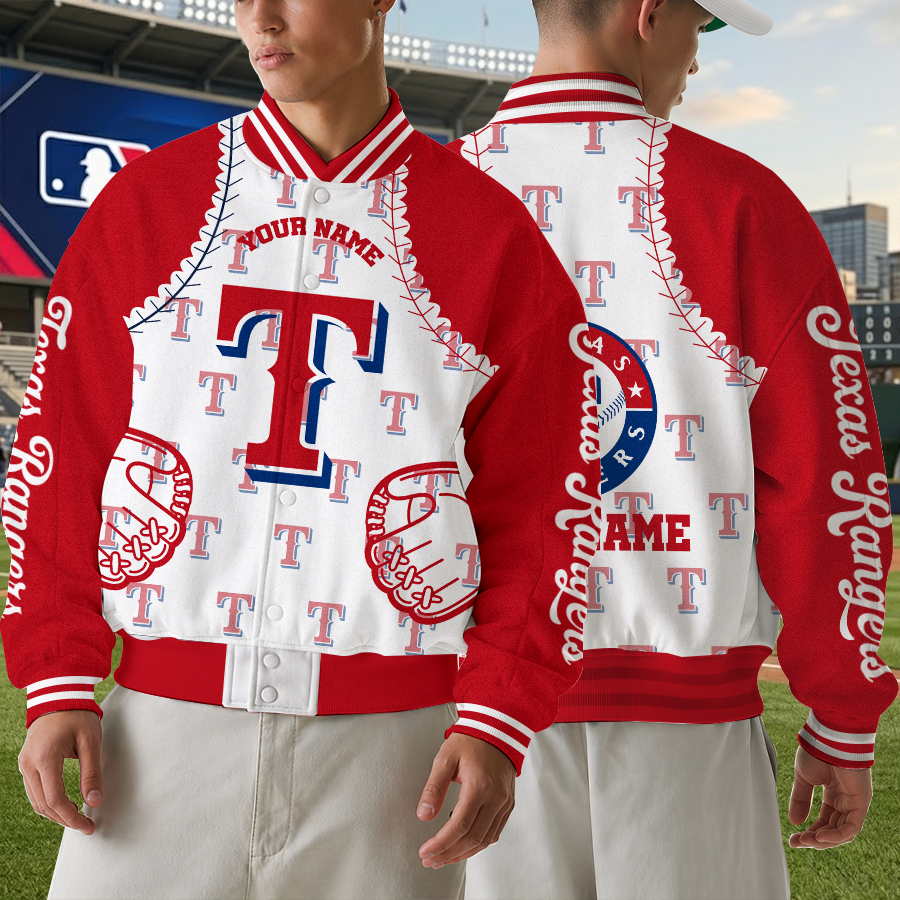 LIMITED EDITION - NEW CUSTOMIZED MLB08 TRS TEXAS RANGERS SATIN VARSITY & BASEBALL JACKET
