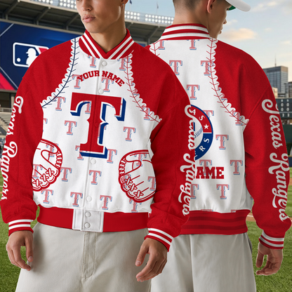 LIMITED EDITION - NEW CUSTOMIZED MLB08 TRS TEXAS RANGERS SATIN VARSITY & BASEBALL JACKET