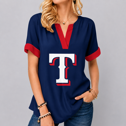 LIMITED EDITION - NEW CUSTOMIZED MLB08 TRS TEXAS RANGERS V-NECK FEMALE SHIRT