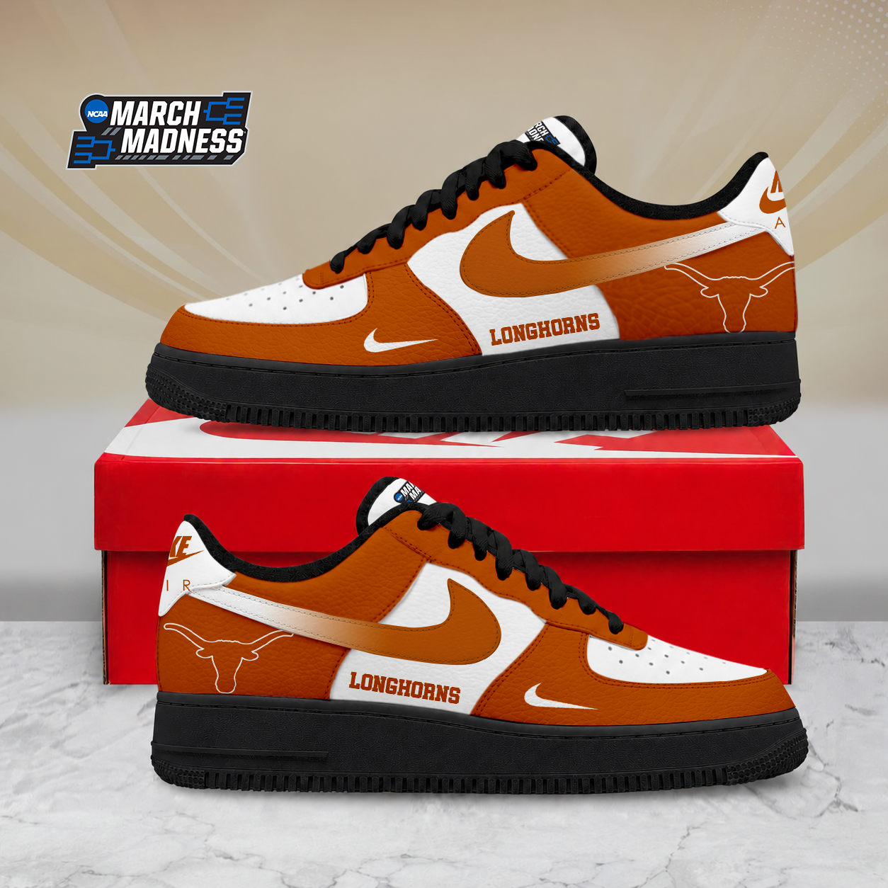 SPECIAL EDITION - NEW CUSTOMIZED NCAA MAM08 TXL TEXAS LONGHORNS AF1 SHOES