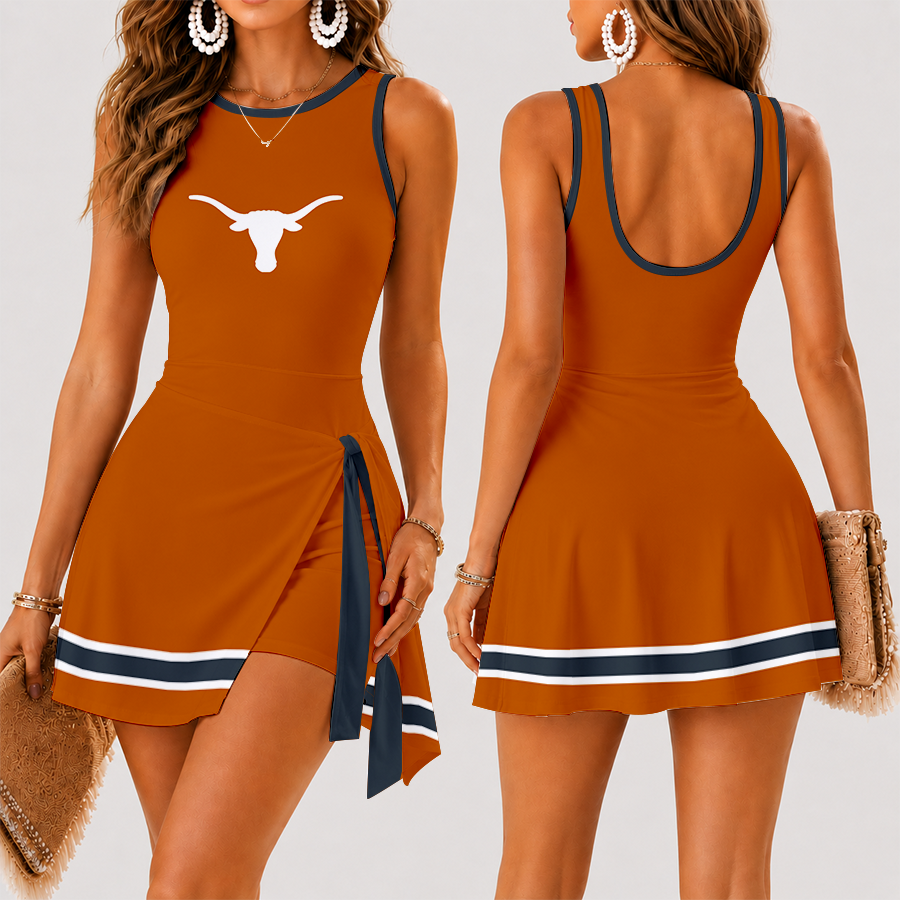 [FAN FAVORITE] NEW CUSTOMIZED NCAA MAM08 TXL TEXAS LONGHORNS WOMEN'S SUMMER SKORT DRESS