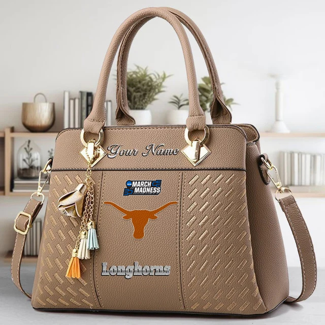 LIMITED EDITION - NEW CUSTOMIZED NCAA MAM08 TXL TEXAS LONGHORNS ZIP HANDBAG MULTICOLOR