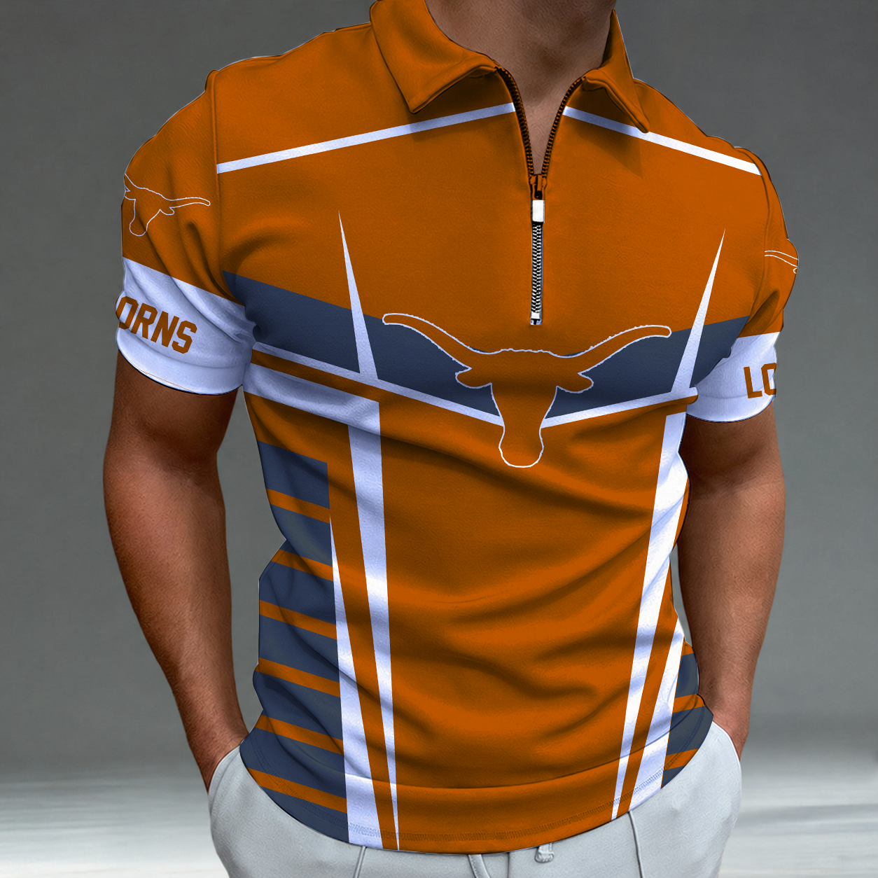 [FAN FAVORITE] NEW CUSTOMIZED NCAA MAM08 TXL TEXAS LONGHORNS STRAPPY POLO SHIRT