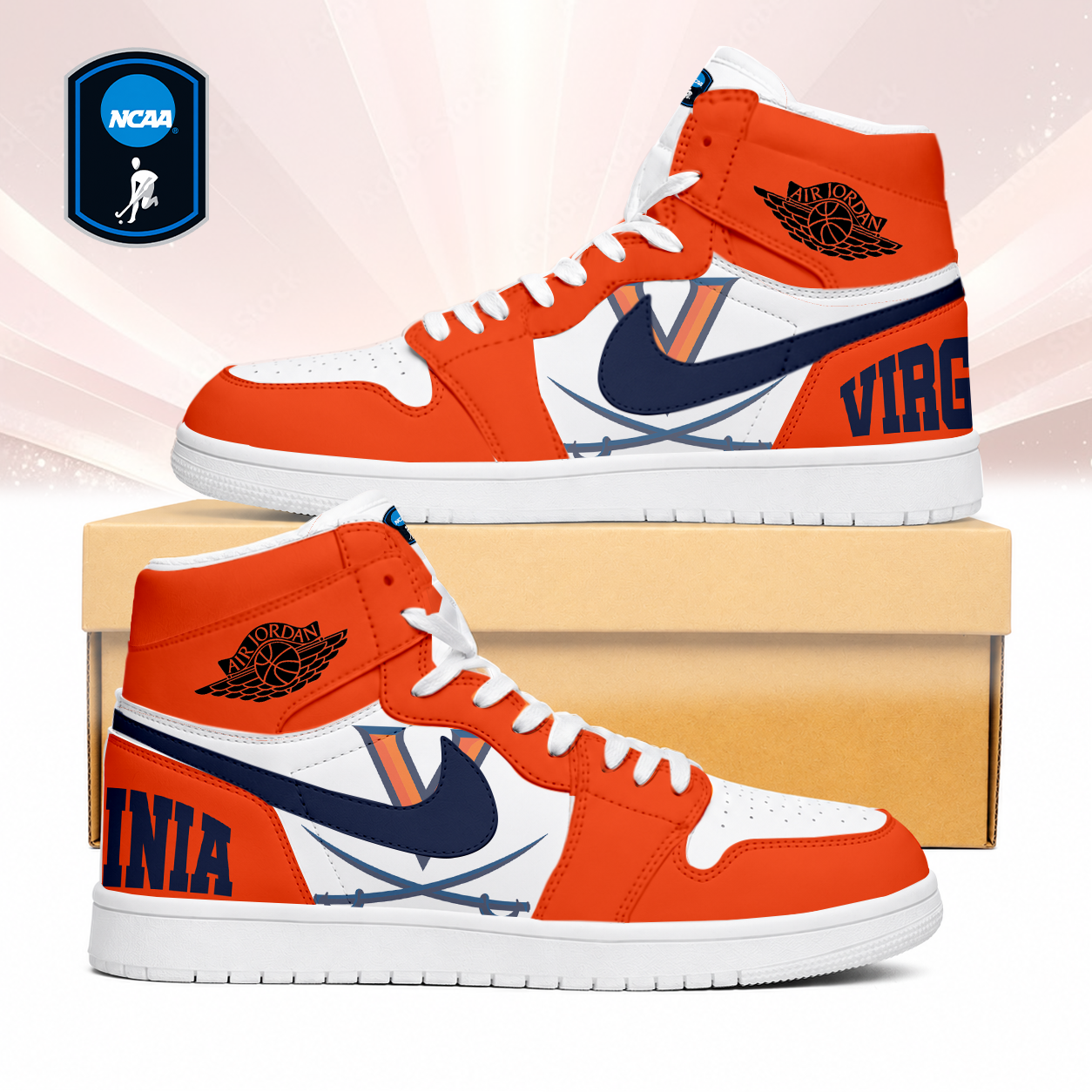 LIMITED EDITION - NEW CUSTOMIZED NCAA CFH08 VIC VIRGINIA CAVALIERS AIR JORDAN SNEAKERS